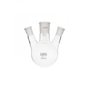 Matraz esférico 4 bocas esmeriladas, 3 bocas laterales en ángulo, LBG®