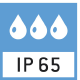 Clase de protección IP 65 conforme a DIN EN 60529: Adecuada para breves contactos con líquidos. Emplee un paño húmedo para su limpieza. Protegida contra el polvo.